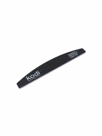 №34Crescent nail file, abrasiveness 100/100, color: black, side elements: purple, size: 178*28*4 mm, with KodiProfessional logo